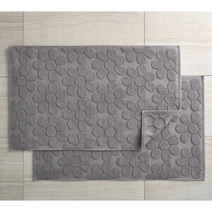 Charisma Daisy Tub Bath Mat 2 Piece Set 100% Cotton  20" x  34" Gunmetal Grey